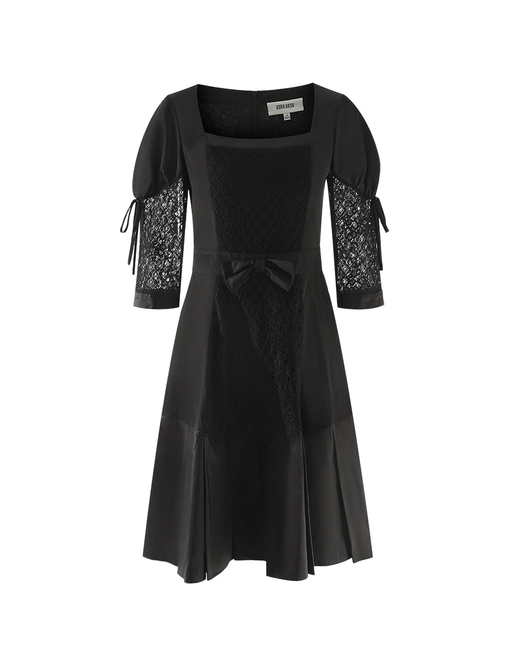 BORA AKSU Slightly Sheer Puff Sleeve Square Neck Dress