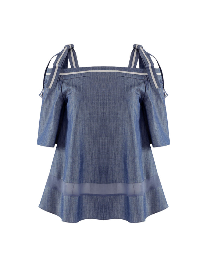 BORA AKSU Cold-Shoulder Bow Top