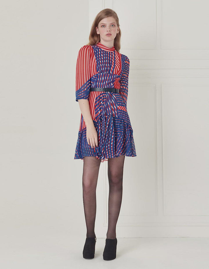 BORA AKSU Belted High-Neck Mini Dress