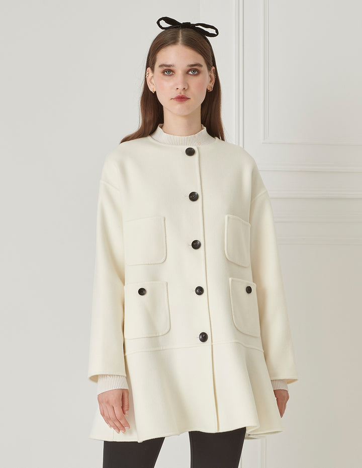 BORA AKSU French Elegant Mulberry Silk Blended Wool Coat