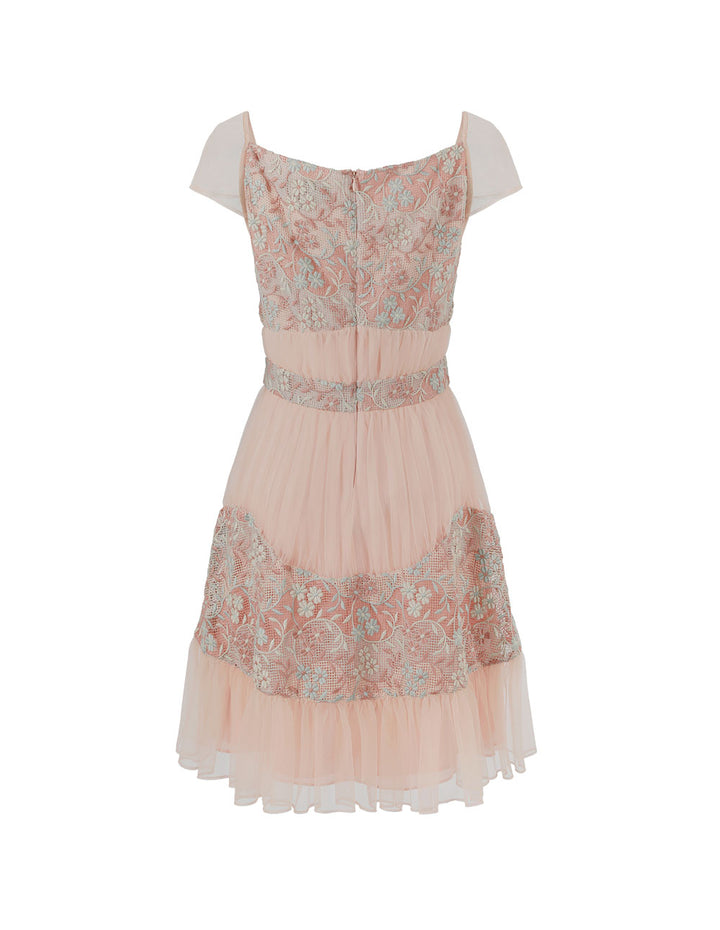 BORA AKSU Pink Floral Lace And Tulle Dress