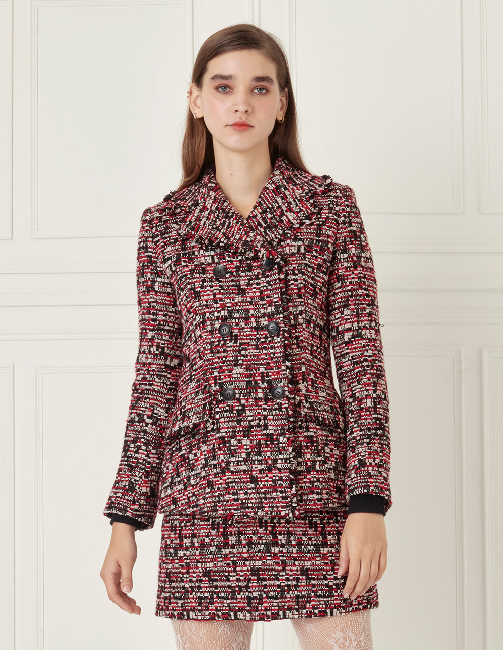 BORA AKSU Red And Black Tweed Pack Hip Skirt