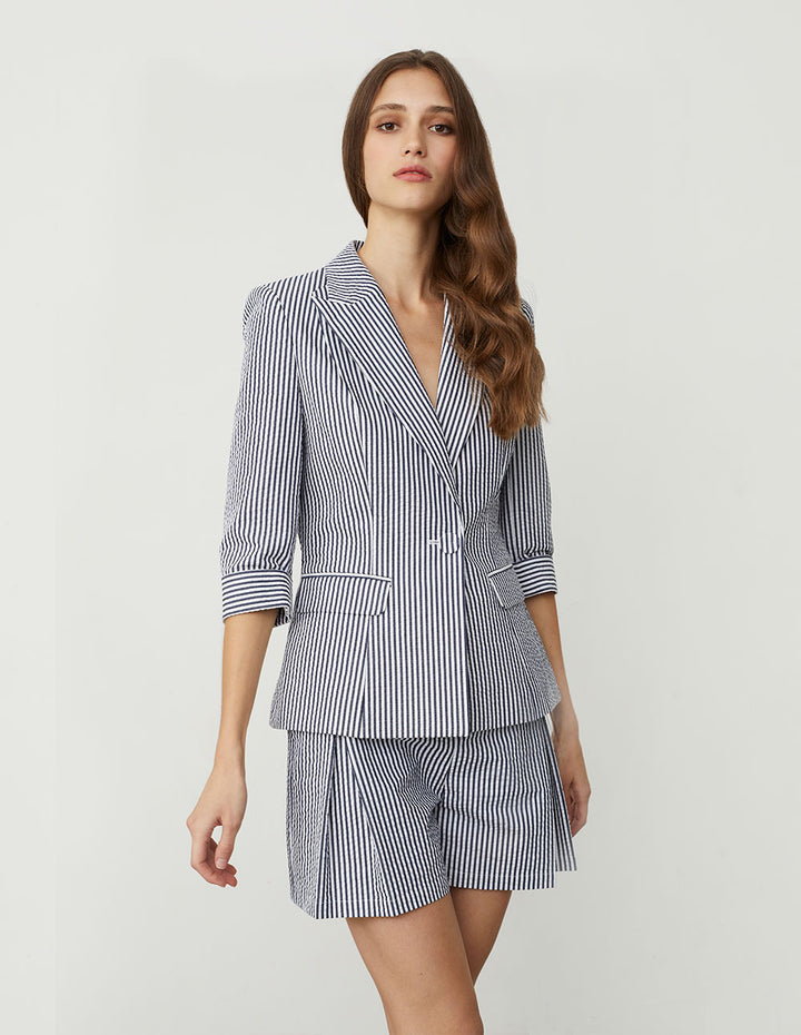 BORA AKSU Striped A-line Pleated Shorts