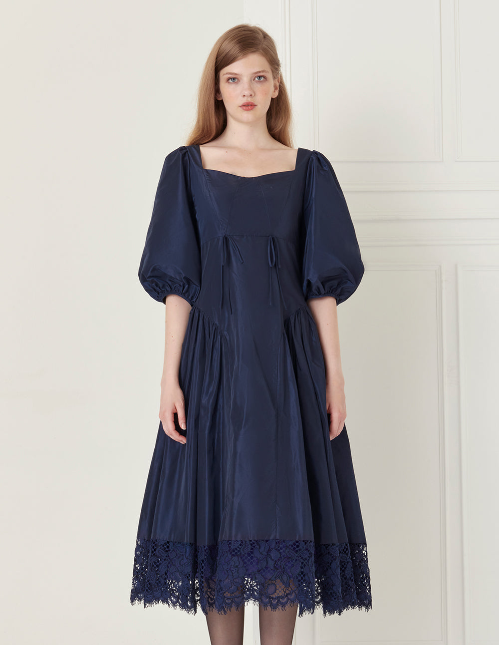 BORA AKSU Diamond Neck Lace Panel Dress