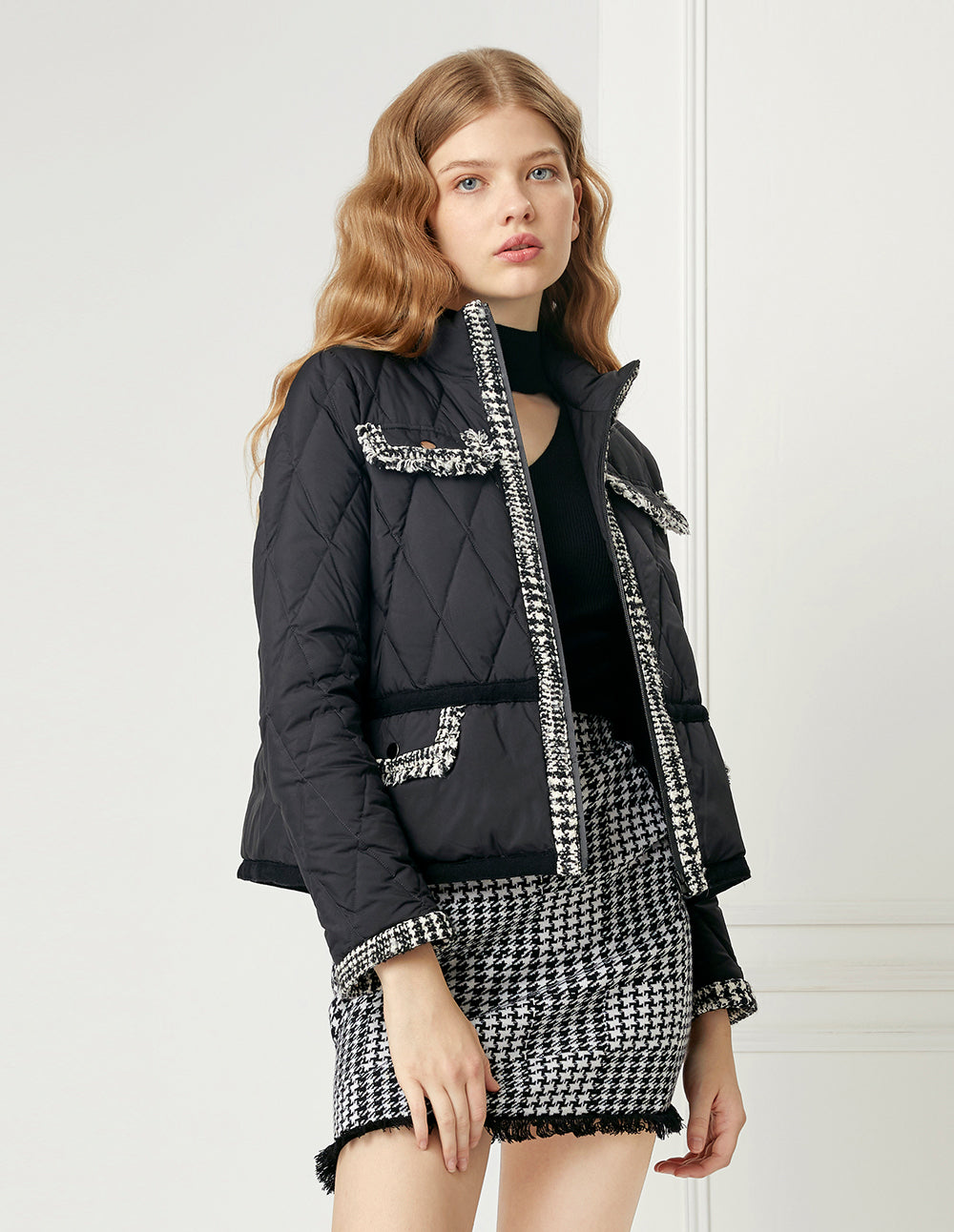 BORA AKSU Houndstooth Knitted Mini Skirt