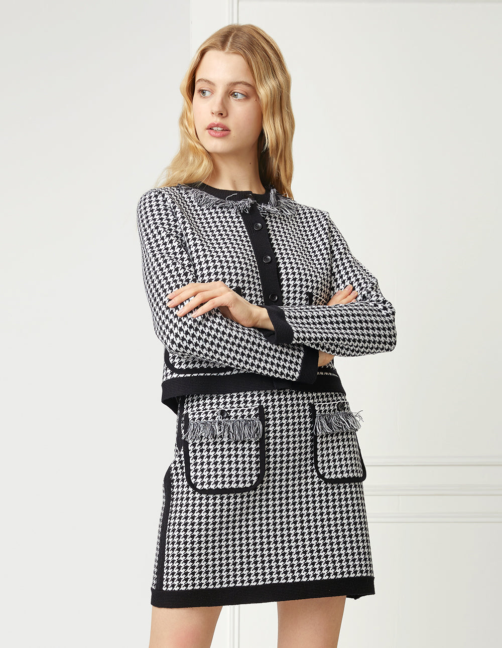 BORA AKSU Houndstooth Knitted Skirt