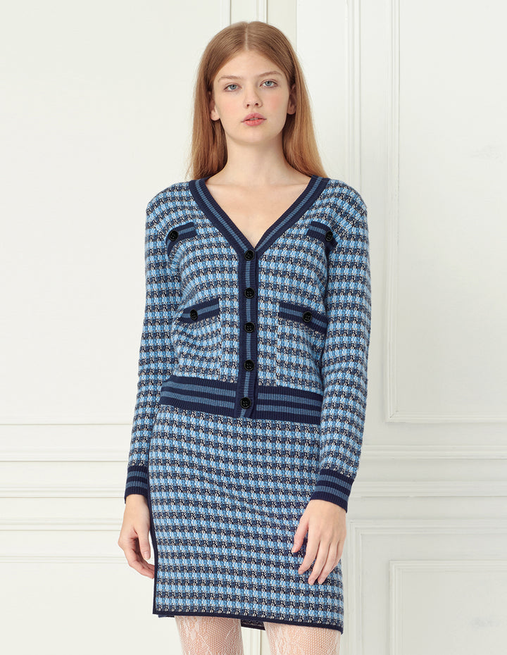 BORA AKSU Blue Tweed Textured Mini Skirt