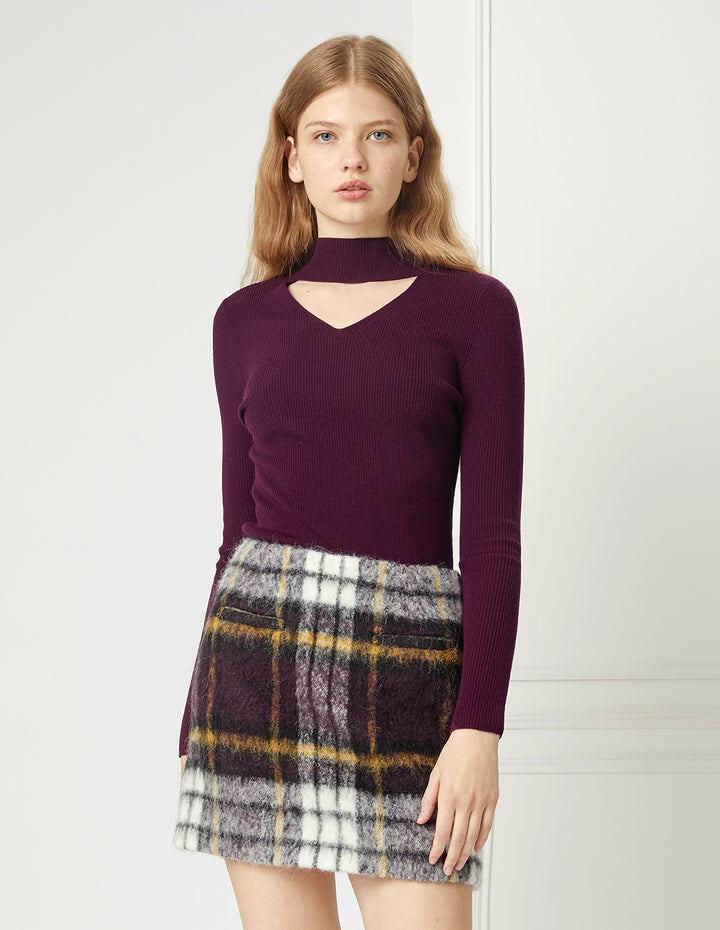 BORA AKSU Brown Check Simple A-Line Mini Skirt
