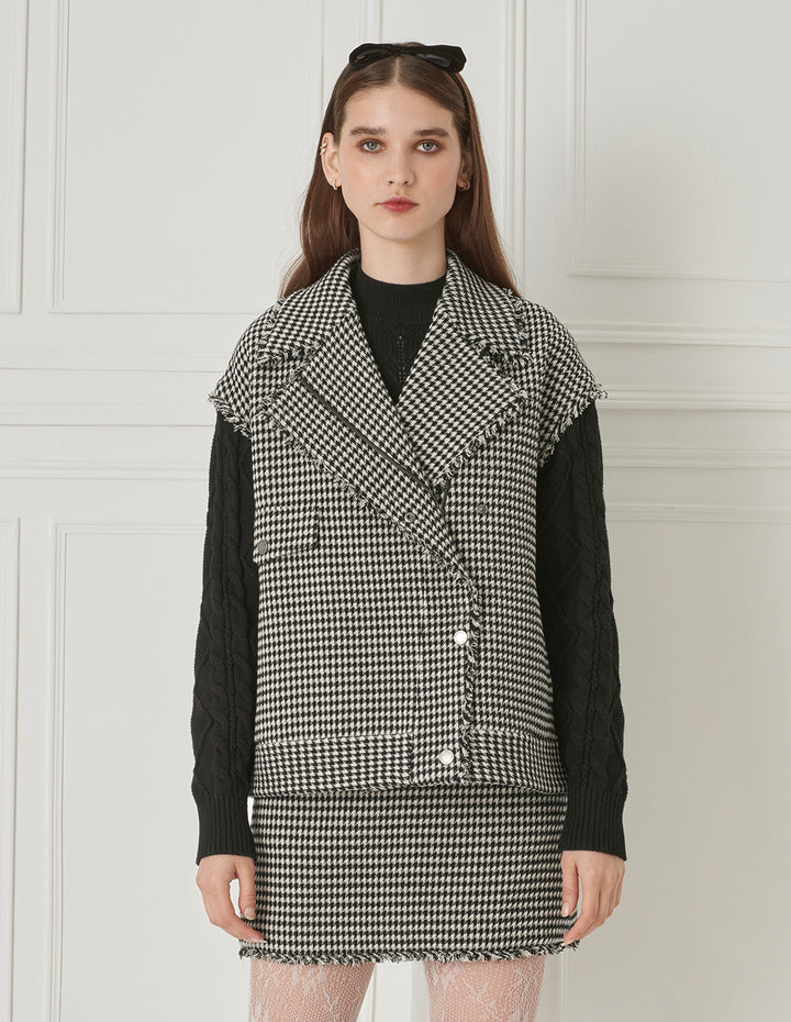 BORA AKSU Houndstooth Wool Skirt