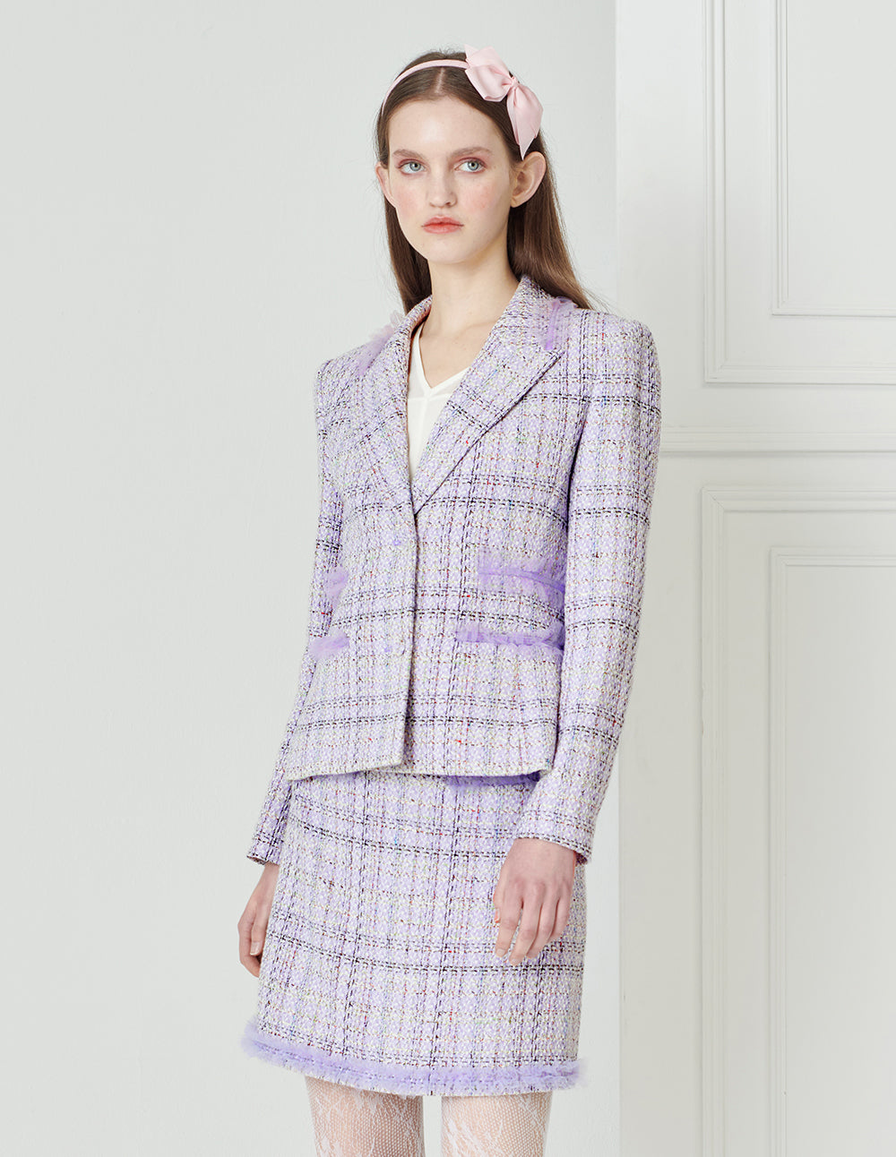 BORA AKSU Sweet Lilac Tweed Suit Skirt