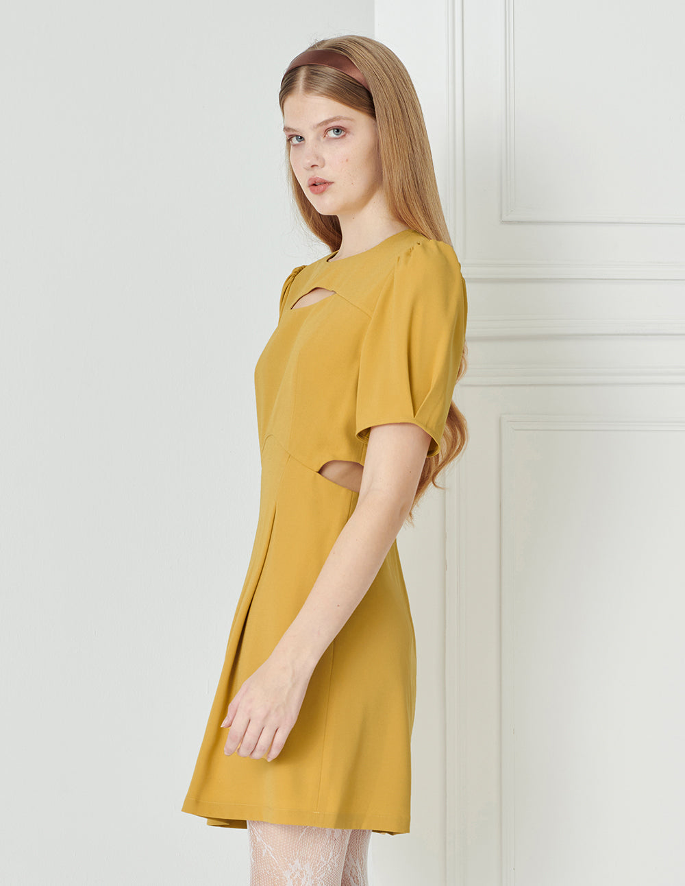 BORA AKSU Triacetate Puff Sleeve Sweet A-Line Dress