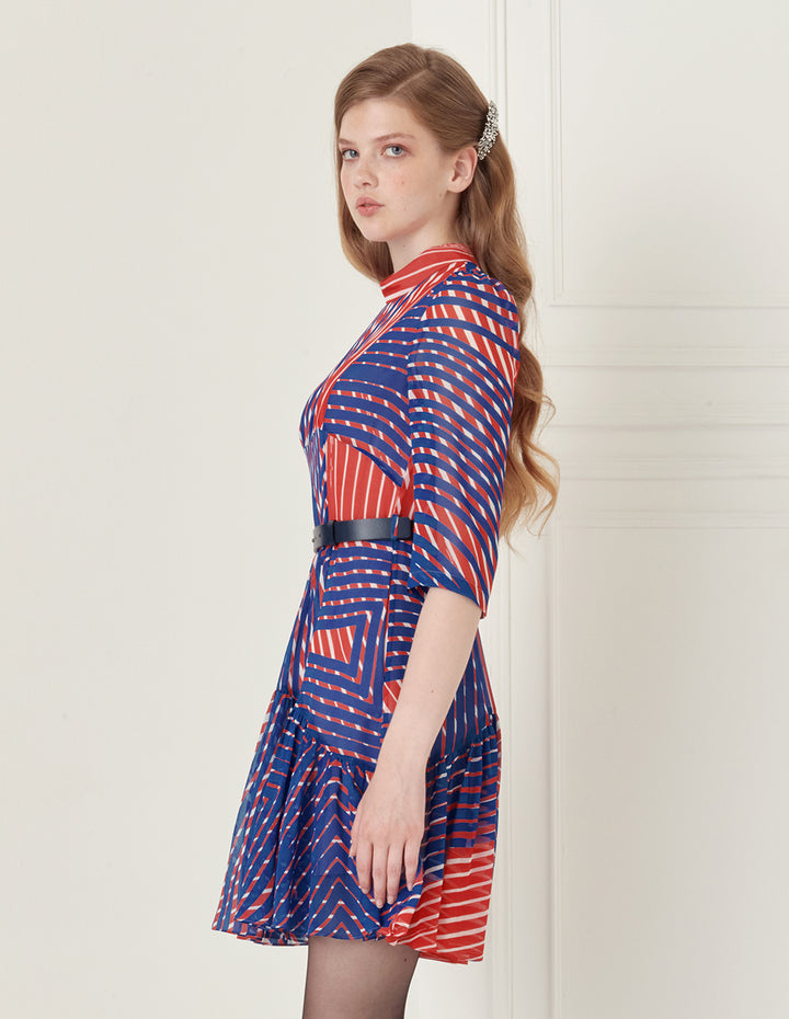 BORA AKSU Belted High-Neck Mini Dress