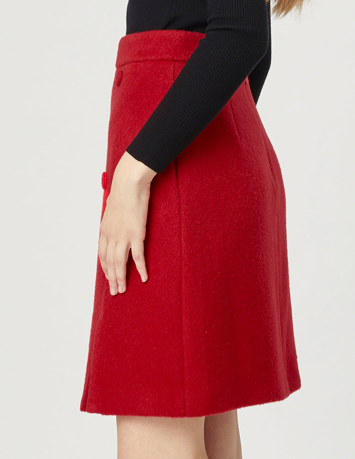 BORA AKSU Cherry Red Woollen Mini Skirt