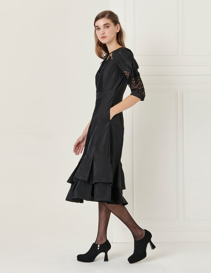BORA AKSU Bow Lace Panel Dress