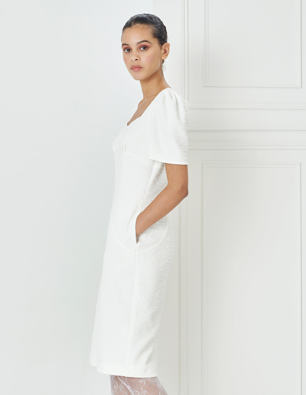 BORA AKSU French-Style Simple Diamond Collar Knitted Dress