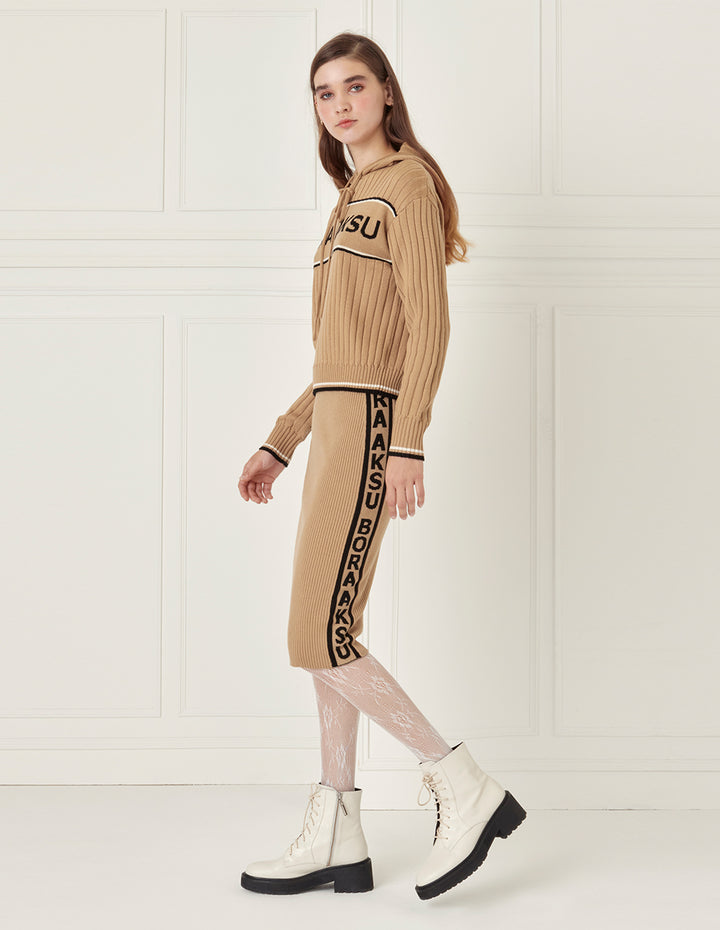 BORA AKSU Contrast-Embellished Wool-Knit Skirt