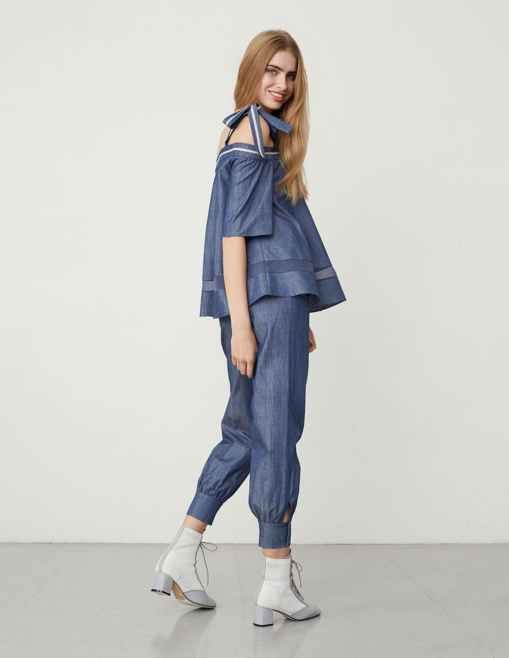 BORA AKSU Cold-Shoulder Bow Top