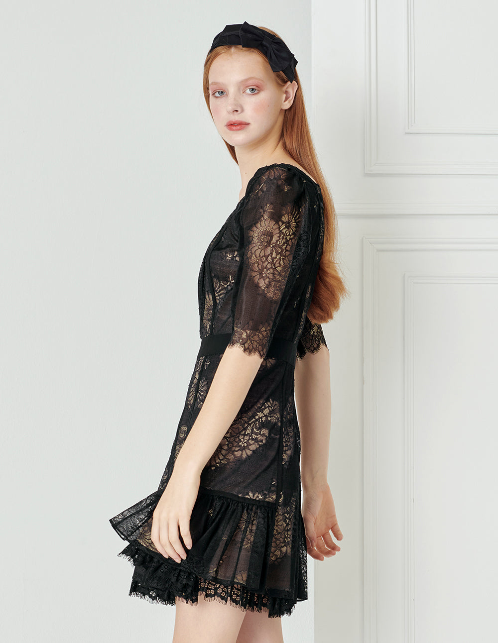 BORA AKSU French Lace Square Neck Dress