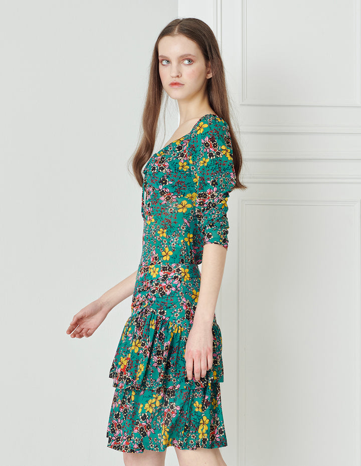 BORA AKSU Feminine Ruffle Print Skirt