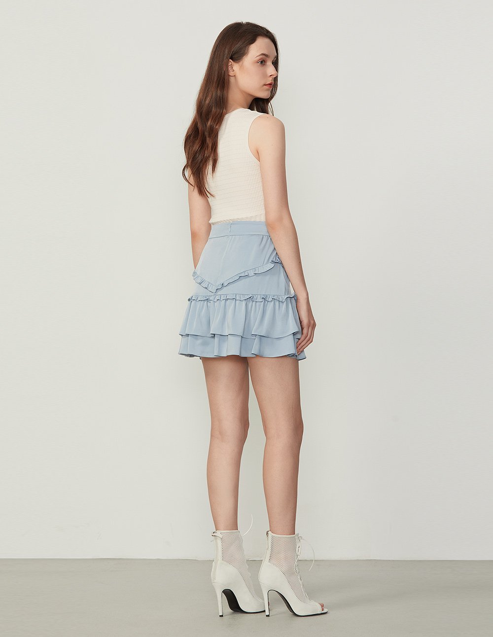 BORA AKSU Ruffle Splicing A-Line Mini Skirt