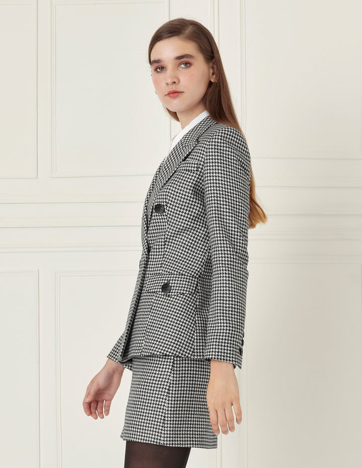 BORA AKSU Wool Houndstooth Versatile A-Sharp Skirt