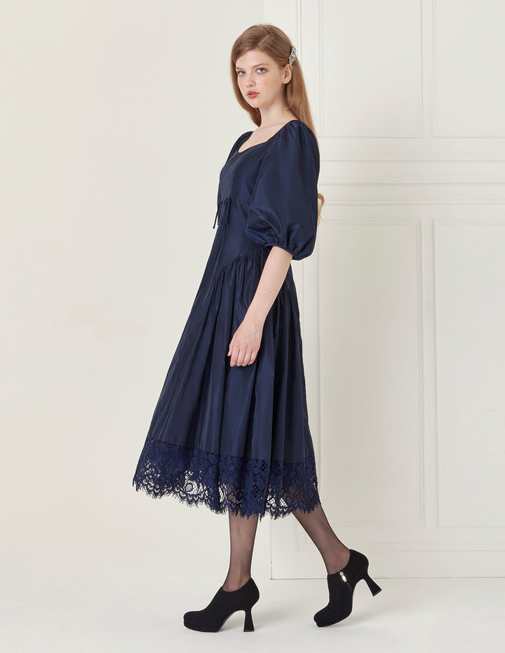 BORA AKSU Diamond Neck Lace Panel Dress