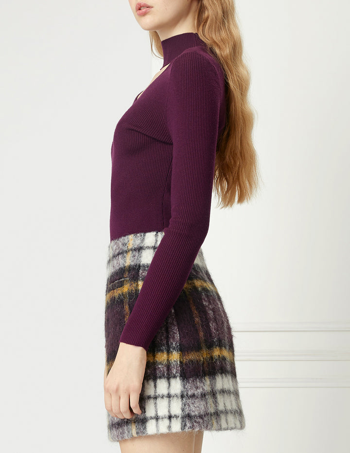 BORA AKSU Brown Check Simple A-Line Mini Skirt