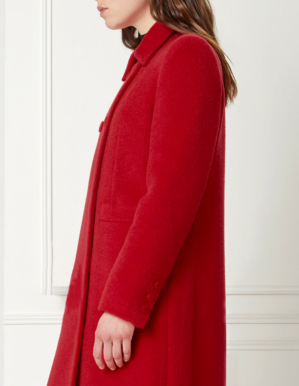 BORA AKSU Cherry Red Woollen Long Coat