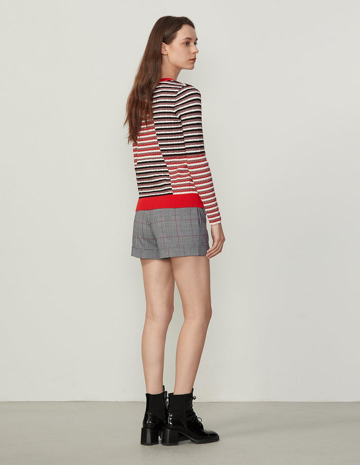 BORA AKSU Wool Blend Plaid Pattern Slim Fit Shorts