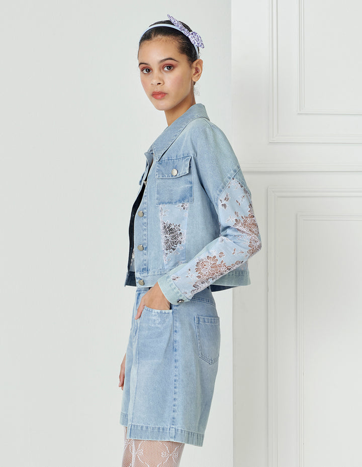 BORA AKSU Straight Cut Cropped White Wash Shorts