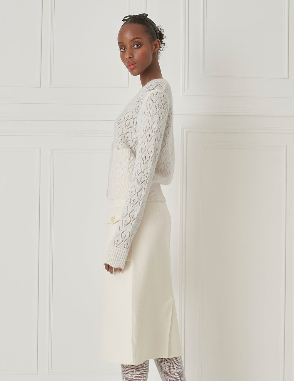 BORA AKSU French Retro Mulberry Silk Blended Woolen Skirt