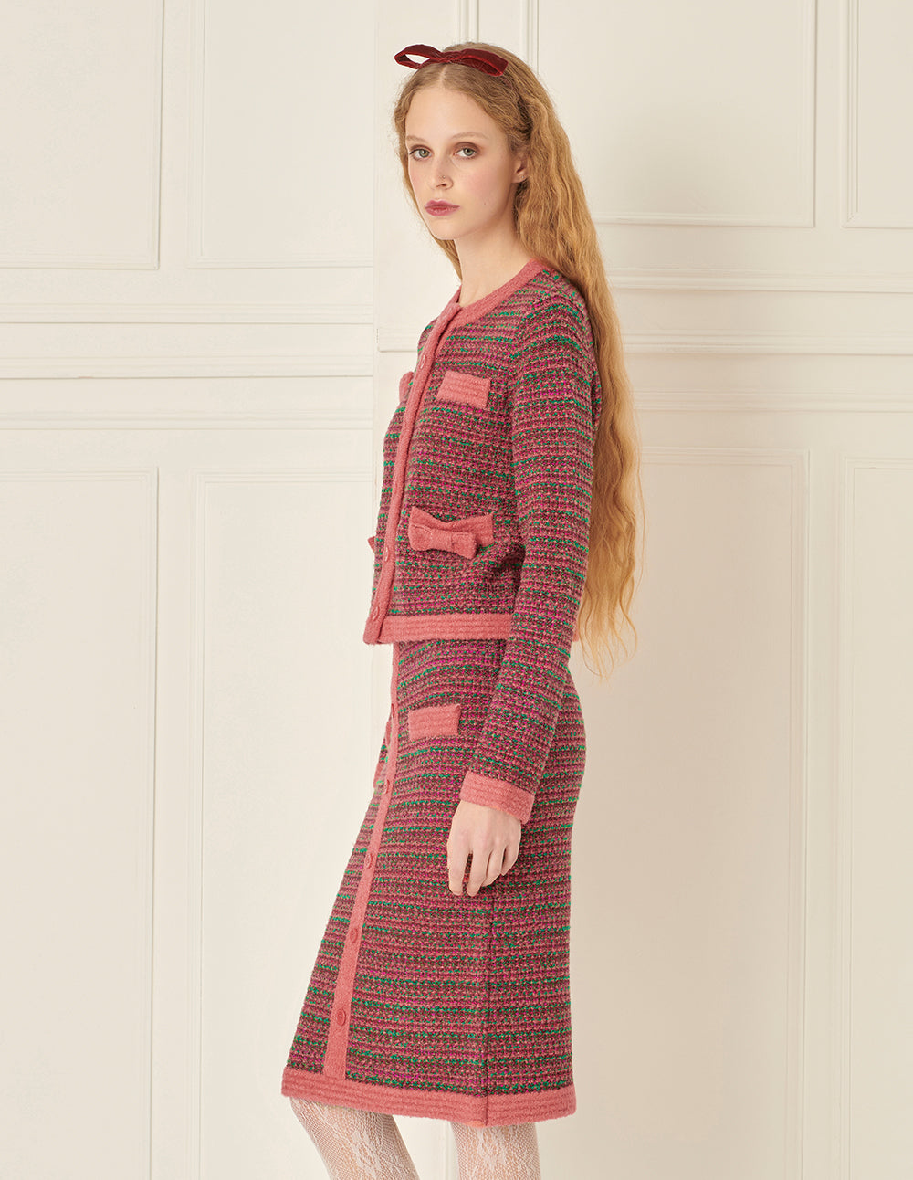 BORA AKSU Mixed Colors Faux Tweed Knitted Skirt