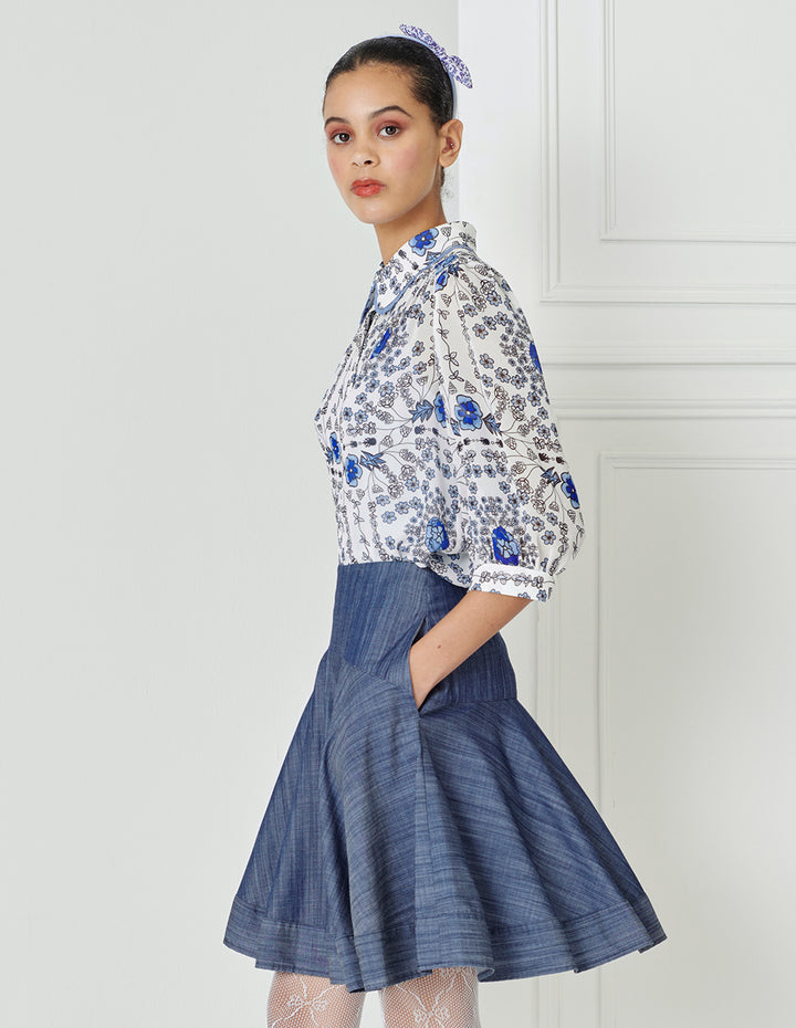 BORA AKSU Navy Blue Hemline Mini Skirt