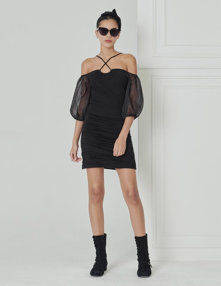 BORA AKSU Cross-Strap Off-The-Shoulder Knitted Top