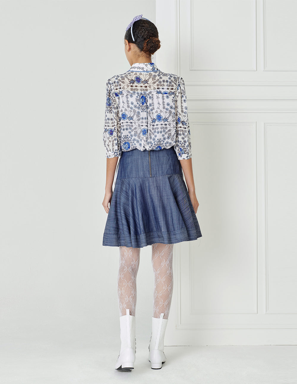BORA AKSU Navy Blue Hemline Mini Skirt