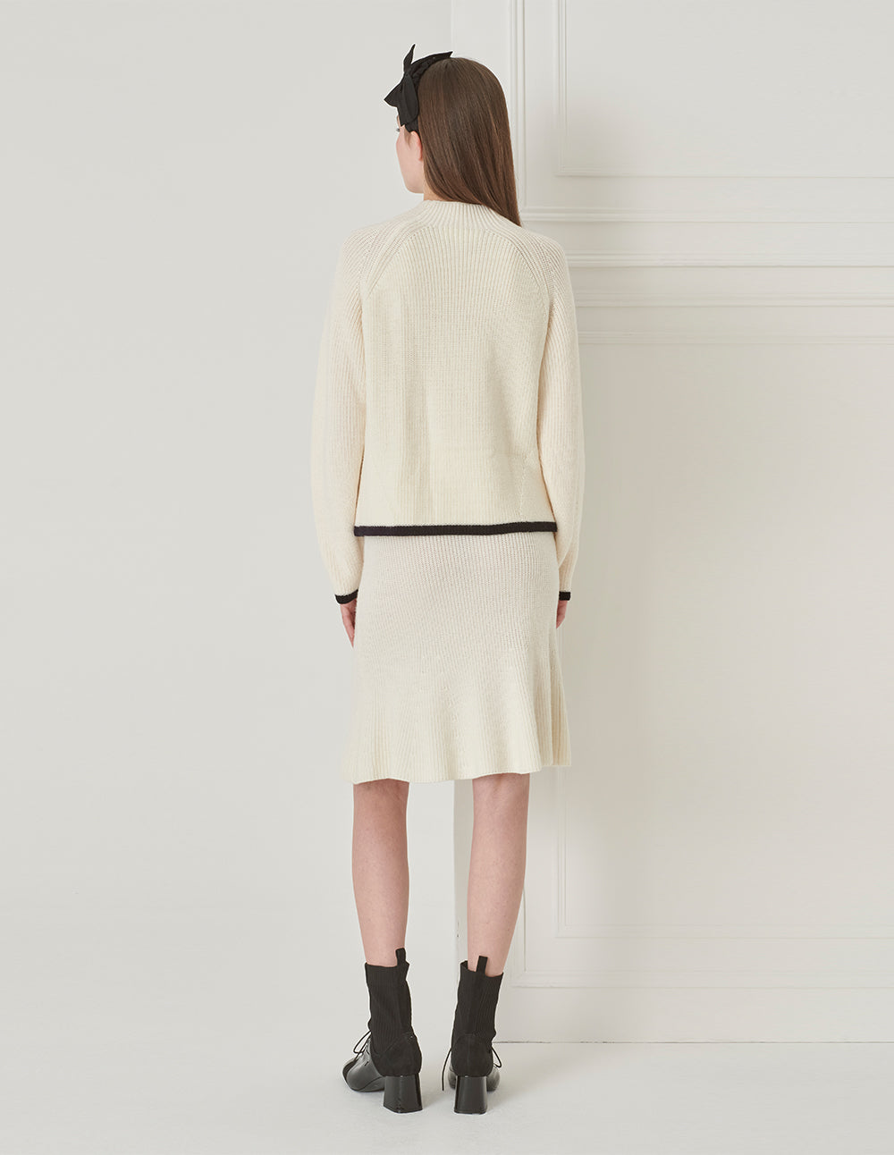 BORA AKSU High Waist Wool Knit Cream Mermaid Skirt