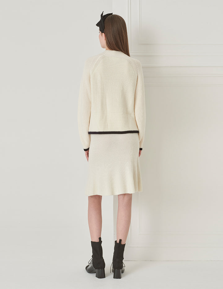 BORA AKSU High Waist Wool Knit Cream Mermaid Skirt