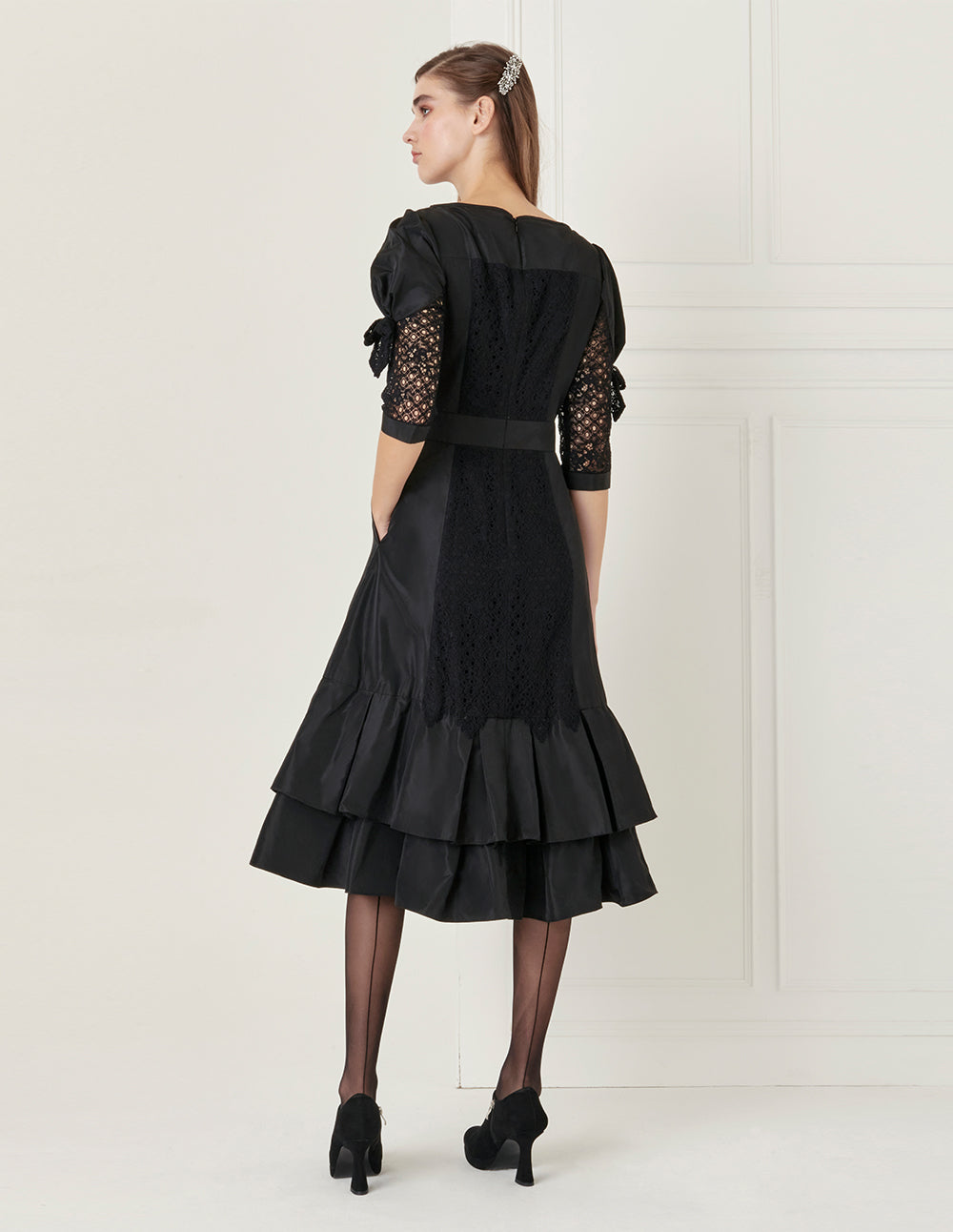 BORA AKSU Bow Lace Panel Dress