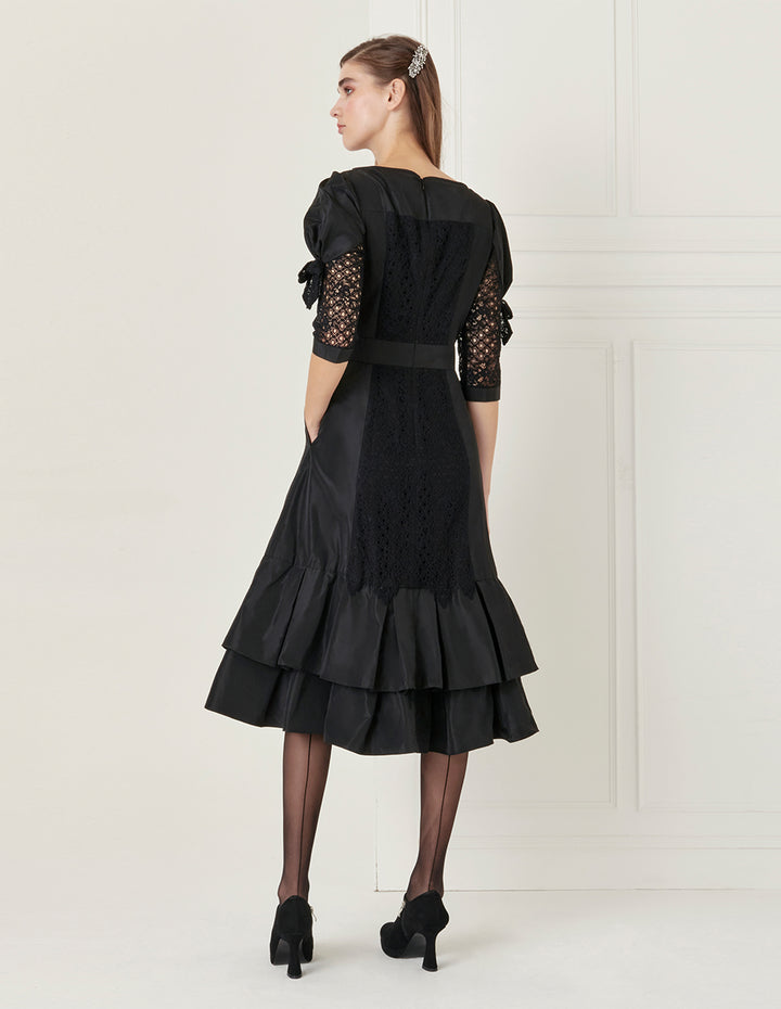 BORA AKSU Bow Lace Panel Dress