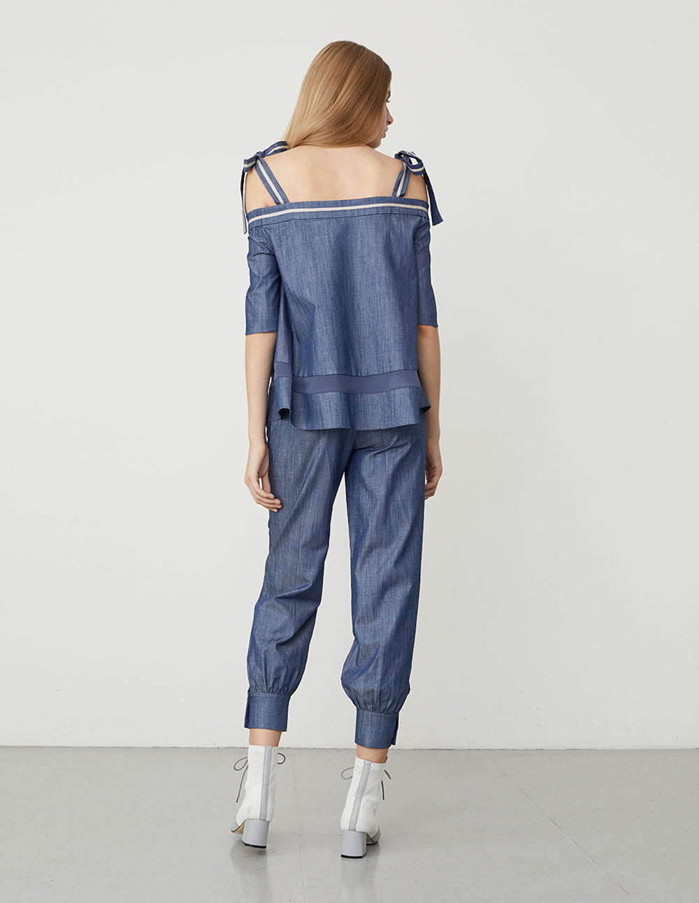 BORA AKSU Cold-Shoulder Bow Top