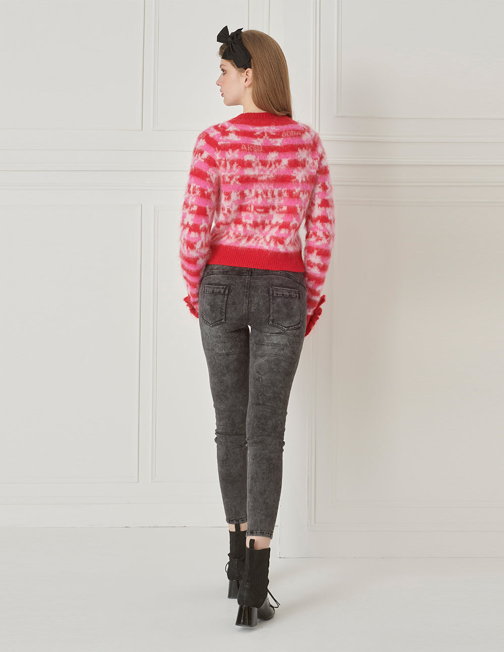 BORA AKSU Tricolor Jacquard Mohair-Blend Knitted Sweater