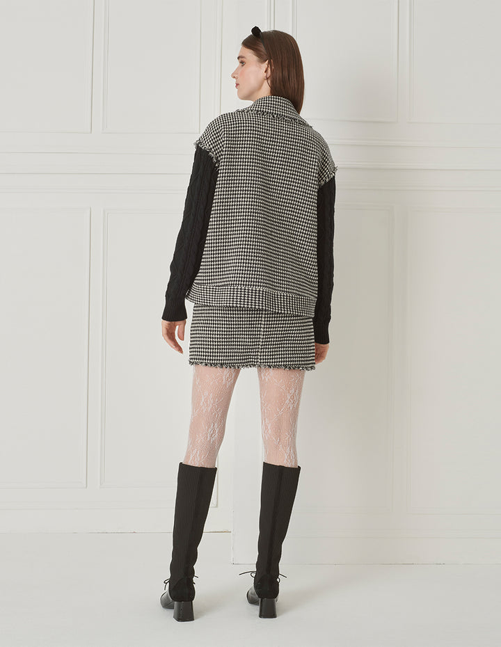 BORA AKSU Houndstooth Wool Skirt