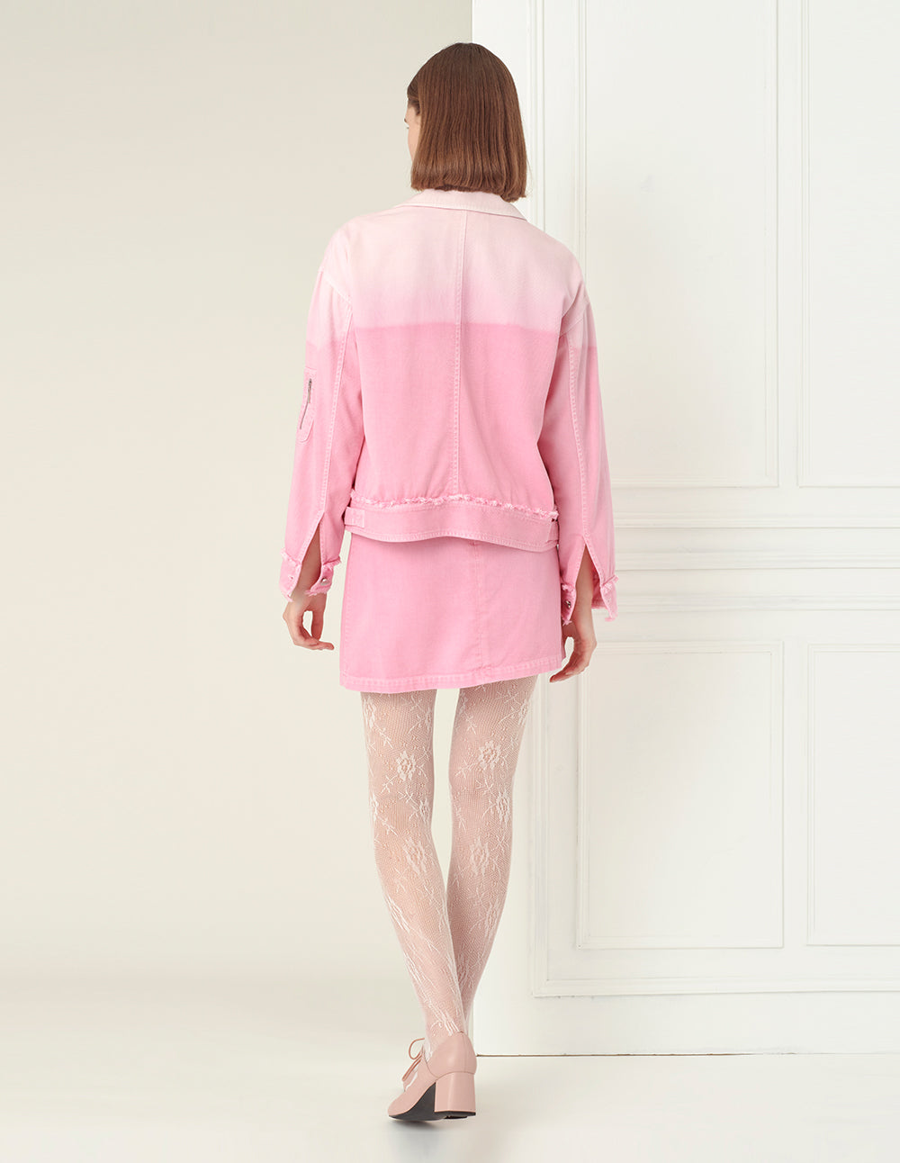 BORA AKSU pink denim patch pocket skirt