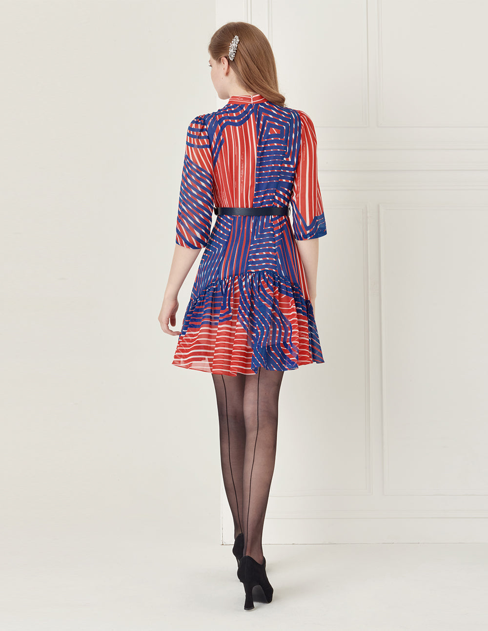 BORA AKSU Belted High-Neck Mini Dress