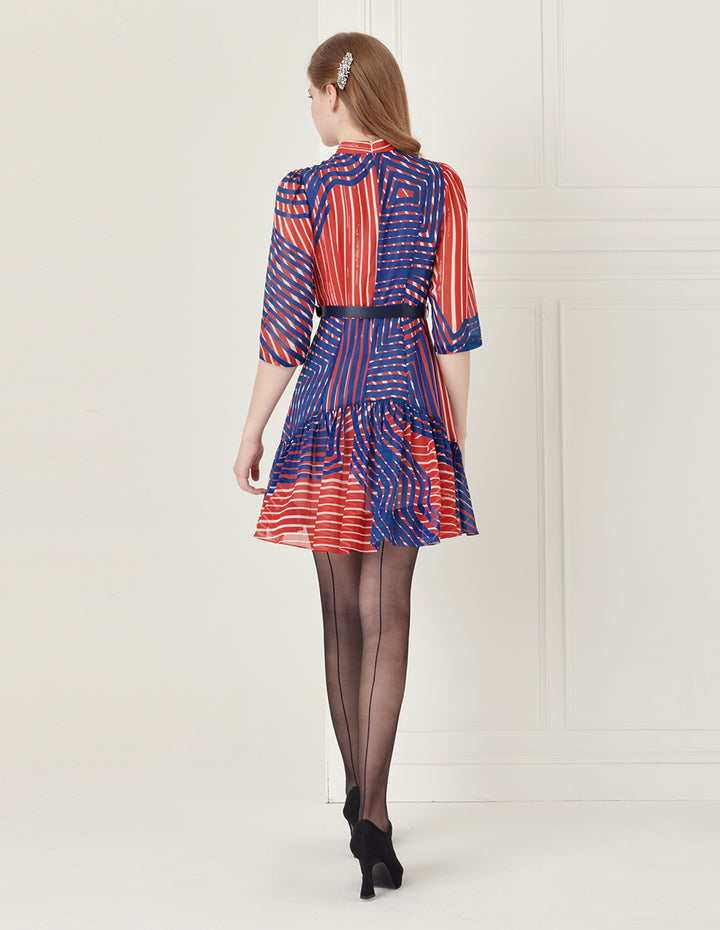 BORA AKSU Belted High-Neck Mini Dress