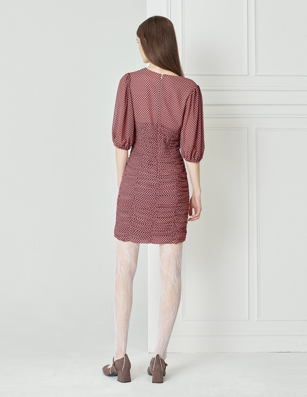 BORA AKSU Vintage pleated V-neck dress