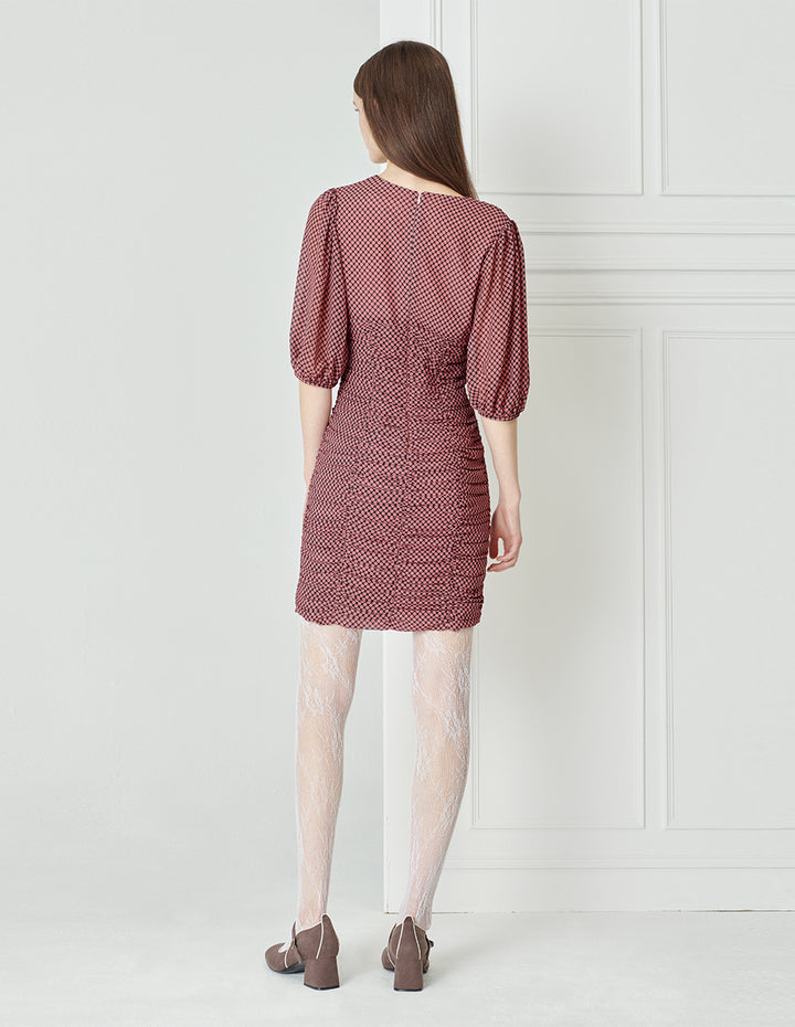 BORA AKSU Vintage pleated V-neck dress