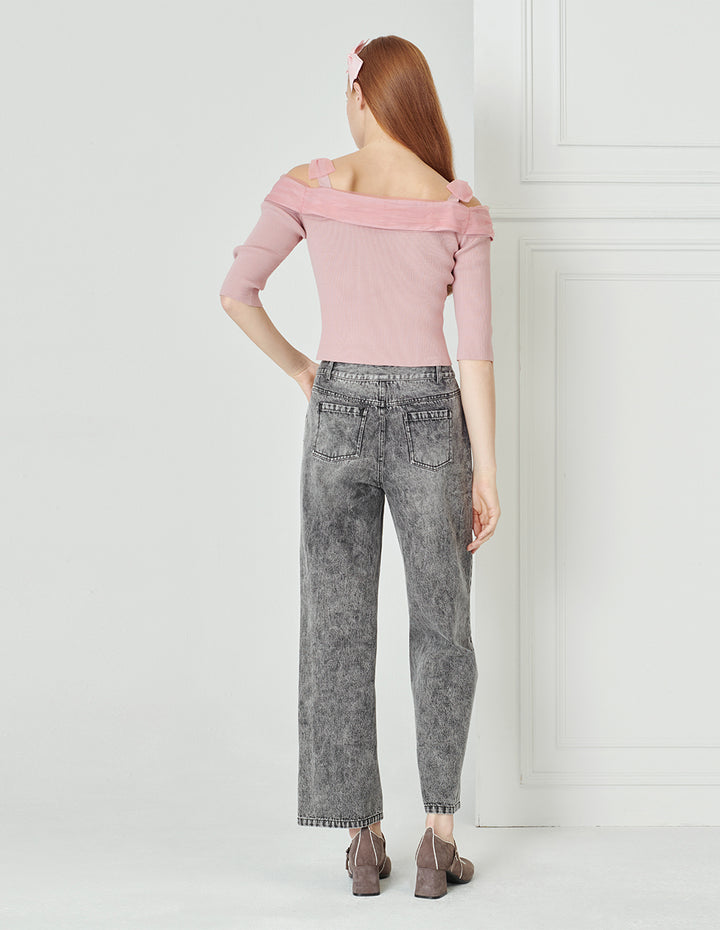 BORA AKSU Ripped Straight Wash Jeans