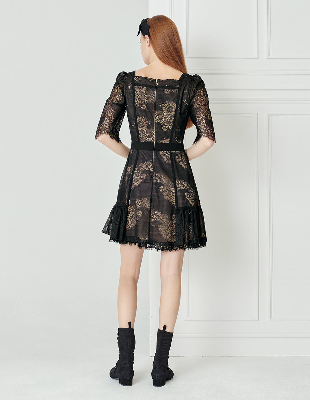 BORA AKSU French Lace Square Neck Dress