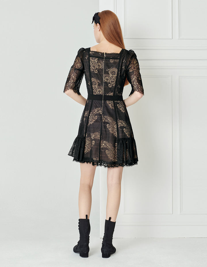 BORA AKSU French Lace Square Neck Dress